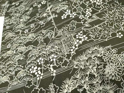 平和屋着物●訪問着 ろうけつ染 松竹梅風景文 正絹 逸品 AABF5166cs