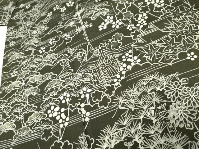 平和屋着物●訪問着 ろうけつ染 松竹梅風景文 正絹 逸品 AABF5166cs