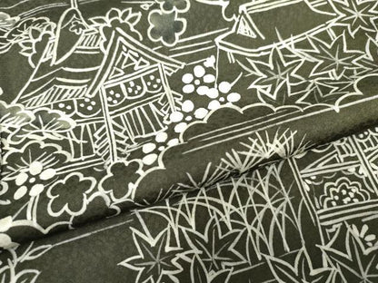 平和屋着物●訪問着 ろうけつ染 松竹梅風景文 正絹 逸品 AABF5166cs