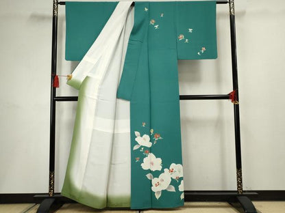 平和屋着物●訪問着 駒刺繍 草花文 正絹 逸品 AABF5167cs