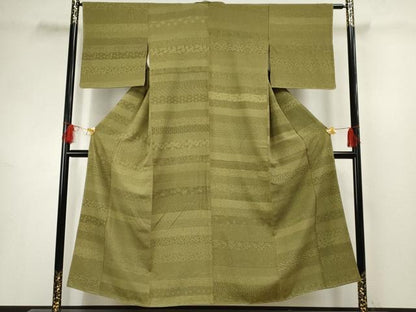 平和屋着物●伝統工芸師 服部光擴 江戸小紋 百柄 吉祥横段文 正絹 逸品 未使用 AABF5169cs