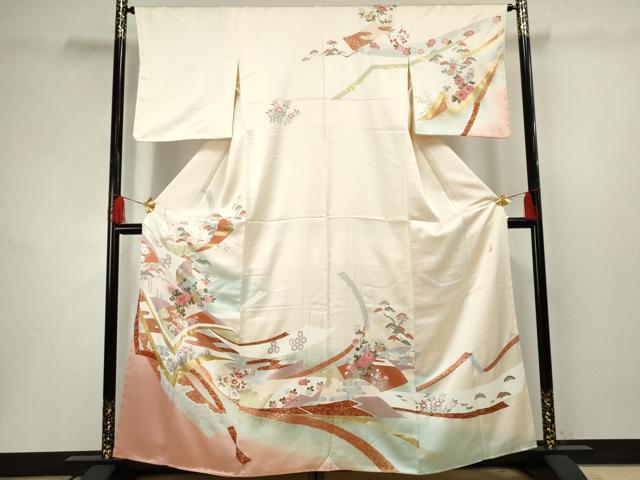 平和屋着物●訪問着 作家物 蔓帯吉祥花文 暈し染め 金彩 正絹 逸品 未使用 AABF5170cs