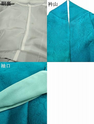 平和屋着物●上質な小紋　吉祥花唐草地紋　暈し染め　銀通し地　正絹　逸品　AABF5171cs
