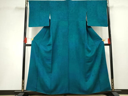 平和屋着物●上質な小紋　吉祥花唐草地紋　暈し染め　銀通し地　正絹　逸品　AABF5171cs
