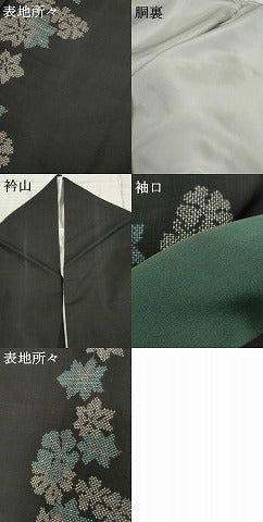 平和屋着物●本場大島紬 地空き 一元7マルキ 花間道 黒地 正絹 逸品 AABF5172cs