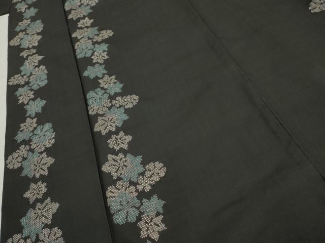 平和屋着物●本場大島紬 地空き 一元7マルキ 花間道 黒地 正絹 逸品 AABF5172cs