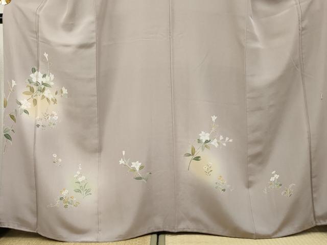 平和屋着物●京加賀友禅作家 伊達富美子 訪問着 友禅 枝花文 暈し染め 正絹 逸品 AABF5173cs