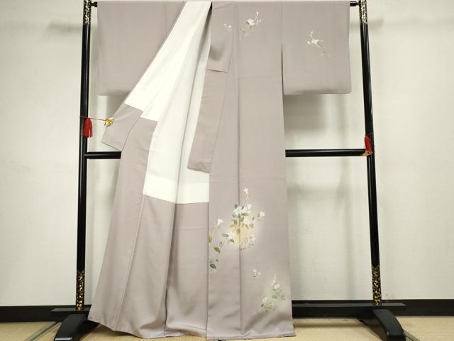 平和屋着物●京加賀友禅作家 伊達富美子 訪問着 友禅 枝花文 暈し染め 正絹 逸品 AABF5173cs