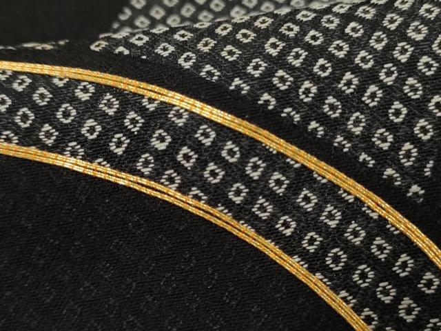 平和屋着物●お召 訪問着 駒刺繍 鹿の子唐草文 黒地 正絹 逸品 AABF5174cs
