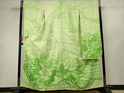 平和屋着物●豪華振袖 総絞り 松竹梅文 暈し染め 正絹 逸品 AABF5176cs