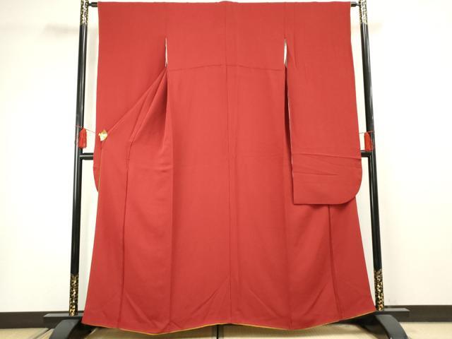 平和屋着物●豪華振袖 色無地 朱緋色 正絹 逸品 AABF5177cs