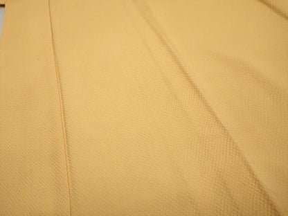 平和屋着物●上質な色無地 鹿の子地紋 萱草色 ロング丈 正絹 逸品 AABF5178cs