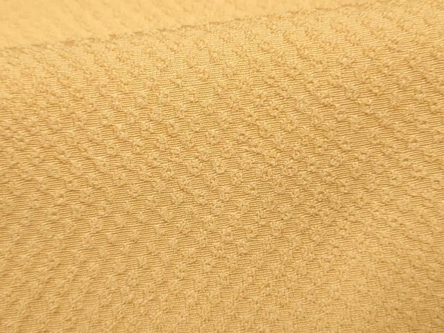 平和屋着物●上質な色無地 鹿の子地紋 萱草色 ロング丈 正絹 逸品 AABF5178cs