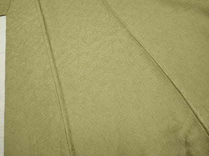 平和屋着物●上質な色無地 枝葉地紋 柳染色 正絹 逸品 AABF5179cs