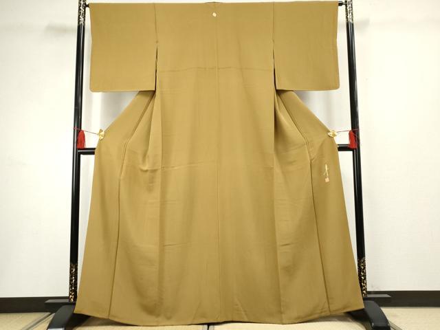 平和屋着物●本草木染作家 圓啓 色無地 黄橡色 正絹 逸品 AABF5181cs