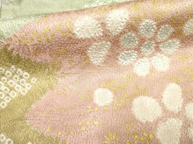 平和屋着物●訪問着 絞り 吉祥花文 金彩 ロング丈 正絹 逸品 AABF5185cs