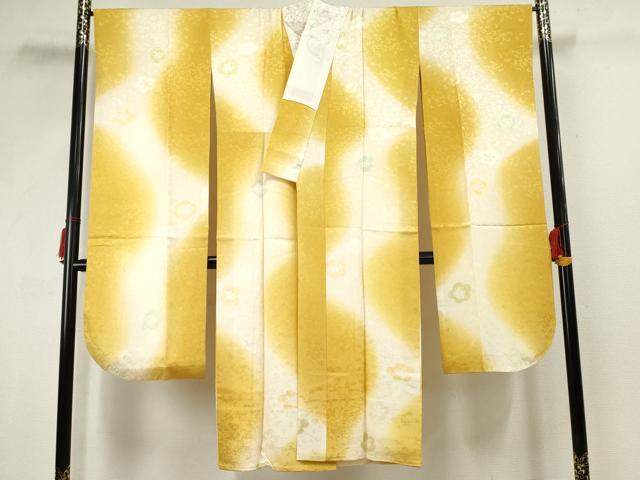 平和屋着物●十日町 名門青柳謹製 振袖・長襦袢(袷)セット 駒刺繍 絞り 舞花文 金彩 長襦袢：半衿刺繍 広衿仕立て 正絹 逸品 AABF5187cs