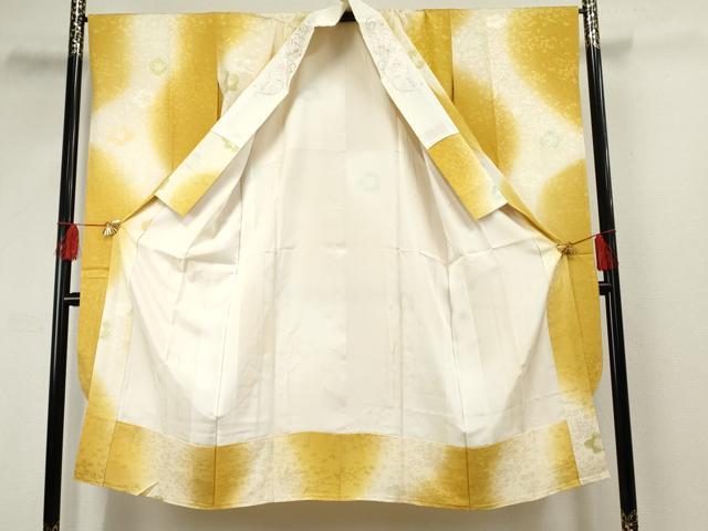 平和屋着物●十日町 名門青柳謹製 振袖・長襦袢(袷)セット 駒刺繍 絞り 舞花文 金彩 長襦袢：半衿刺繍 広衿仕立て 正絹 逸品 AABF5187cs