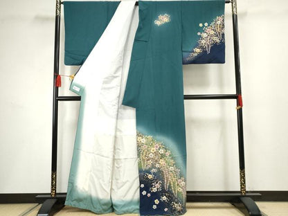 平和屋着物●越後十日町の一流染匠 桐屋・翠山工房 訪問着 辻が花 草花文 暈し染め 金彩 やまと誂製 正絹 逸品 AABF5190cs
