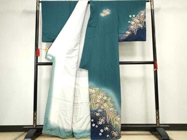 平和屋着物●越後十日町の一流染匠 桐屋・翠山工房 訪問着 辻が花 草花文 暈し染め 金彩 やまと誂製 正絹 逸品 AABF5190cs