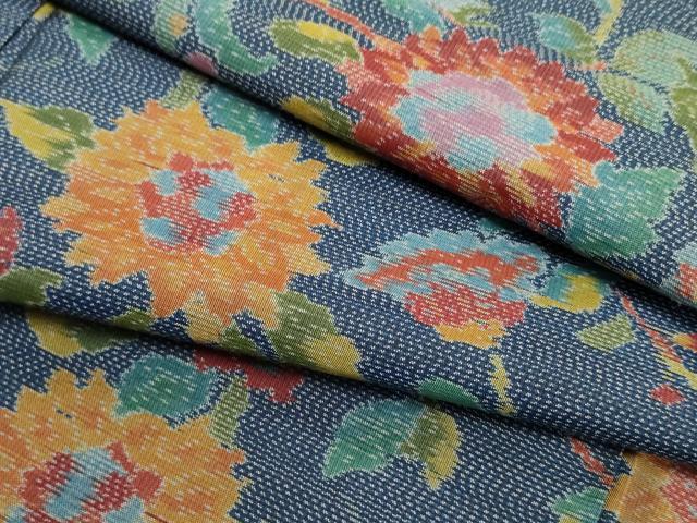 平和屋着物●本場大島紬 更紗枝花文 正絹 逸品 未使用 AABF5191cs