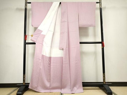 平和屋着物●上質な色無地 花唐草地紋 石竹色 正絹 逸品 未使用 AABF5196cs