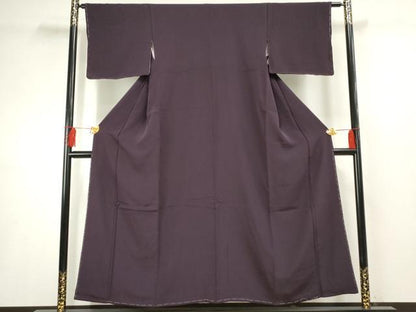 平和屋着物●上質な色無地 深紫色 正絹 逸品 未使用 AABF5202cs