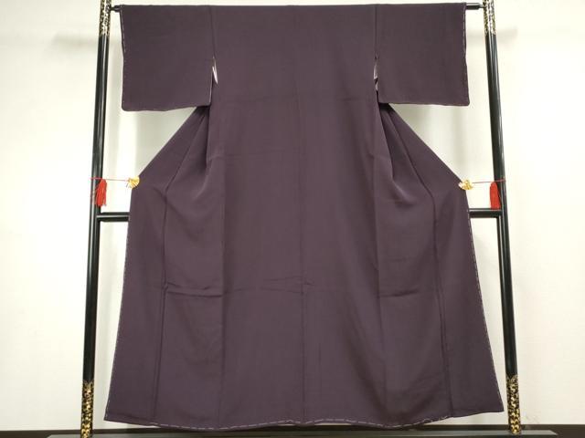 平和屋着物●上質な色無地 深紫色 正絹 逸品 未使用 AABF5202cs