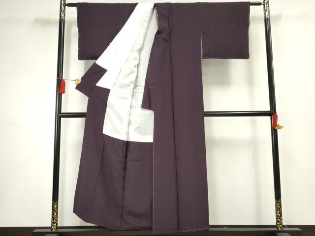 平和屋着物●上質な色無地 深紫色 正絹 逸品 未使用 AABF5202cs