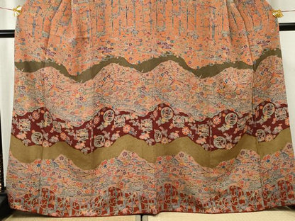 平和屋着物●訪問着 型染め 飛鶴吉祥草花文 金彩 鬼しぼ縮緬 ますいわ屋扱い 正絹 逸品 AABF5203cs