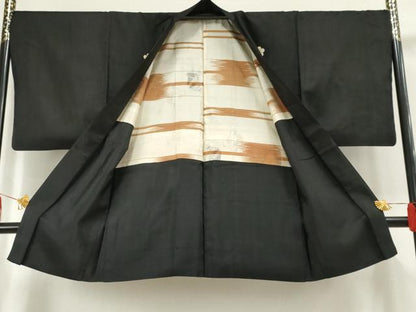 平和屋着物∞男性 羽織 黒紋付 正絹 逸品 AABF5207cs