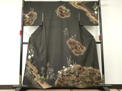 平和屋着物●訪問着 草花文 暈し染め 金彩 正絹 逸品 AABF5209cs