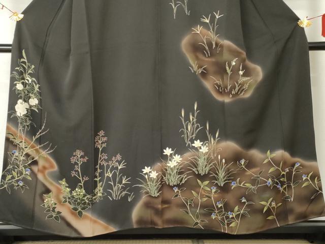 平和屋着物●訪問着 草花文 暈し染め 金彩 正絹 逸品 AABF5209cs