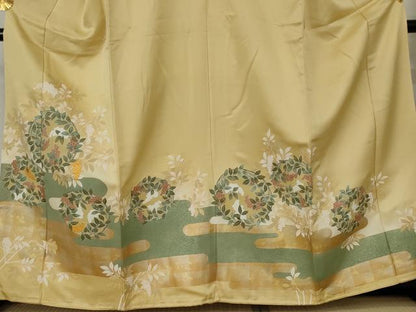 平和屋着物●豪華色留袖 駒刺繍 葡萄枝葉丸文 金彩 正絹 逸品 AABF5210cs