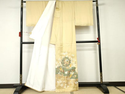 平和屋着物●豪華色留袖 駒刺繍 葡萄枝葉丸文 金彩 正絹 逸品 AABF5210cs
