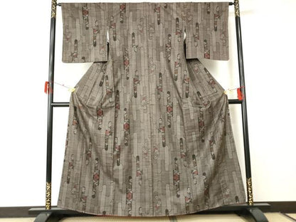 平和屋着物●本場大島紬 泥染め 一元7マルキ エ霞花文 正絹 逸品 未使用 AABF5211cs