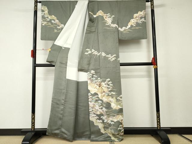 平和屋着物●訪問着 駒刺繍 立波枝松花文 金彩 正絹 逸品 AABF5213cs