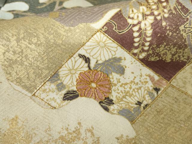 平和屋着物●訪問着 駒刺繍 立波枝松花文 金彩 正絹 逸品 AABF5213cs