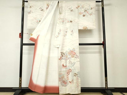 平和屋着物●訪問着 吉祥花蝶文 暈し染め 金彩 正絹 逸品 AABF5215cs