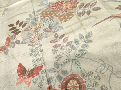 平和屋着物●訪問着 吉祥花蝶文 暈し染め 金彩 正絹 逸品 AABF5215cs