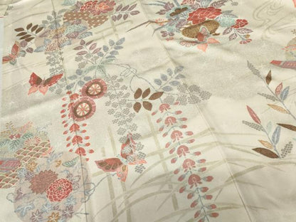 平和屋着物●訪問着 吉祥花蝶文 暈し染め 金彩 正絹 逸品 AABF5215cs