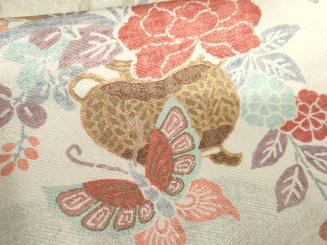 平和屋着物●訪問着 吉祥花蝶文 暈し染め 金彩 正絹 逸品 AABF5215cs