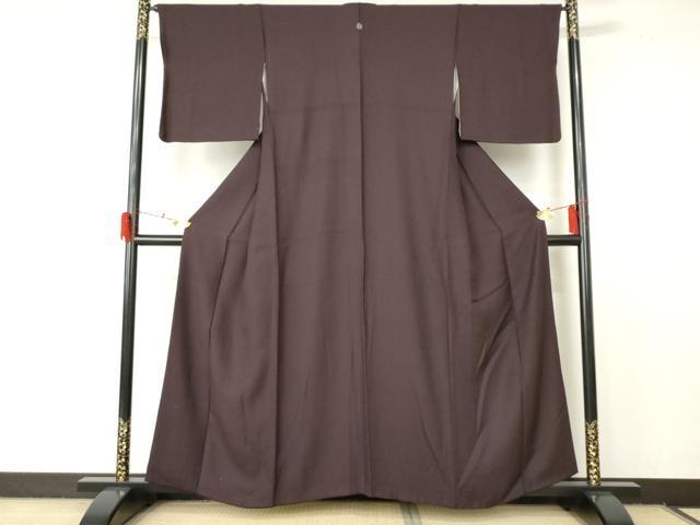 平和屋着物●上質な色無地 花唐草地紋 似せ紫色 正絹 逸品 AABF5218cs