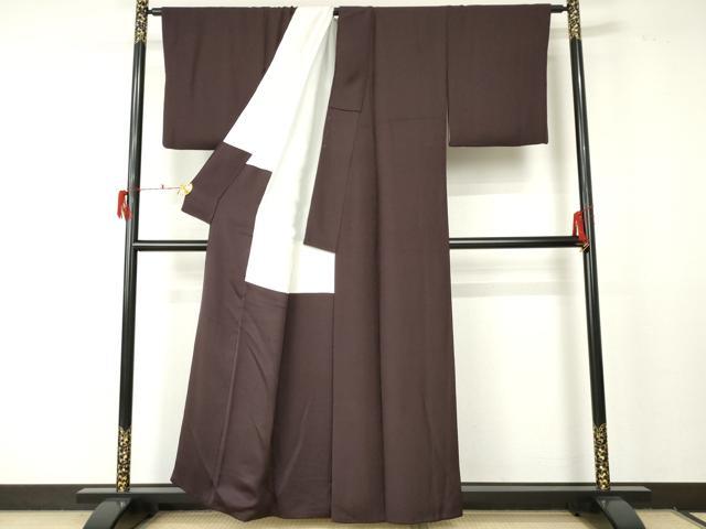 平和屋着物●上質な色無地 花唐草地紋 似せ紫色 正絹 逸品 AABF5218cs
