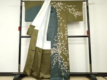 平和屋着物●訪問着 駒刺繍 萩文 暈し染め 金彩 正絹 逸品 AABF5219cs