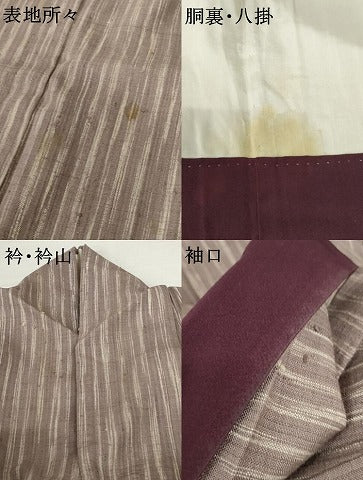 平和屋着物●浦野理一　経節紬　変わり縞　胴抜き仕立て　正絹　逸品　AABF5221cs