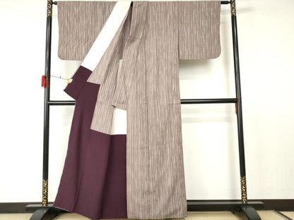 平和屋着物●浦野理一　経節紬　変わり縞　胴抜き仕立て　正絹　逸品　AABF5221cs