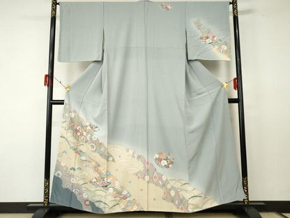 平和屋着物●訪問着 地紙吉祥花文 暈し染め 金彩 正絹 逸品 未使用 AABF5224cs