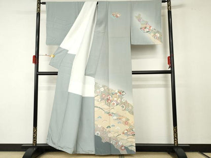 平和屋着物●訪問着 地紙吉祥花文 暈し染め 金彩 正絹 逸品 未使用 AABF5224cs