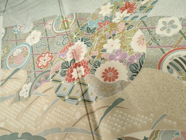 平和屋着物●訪問着 地紙吉祥花文 暈し染め 金彩 正絹 逸品 未使用 AABF5224cs